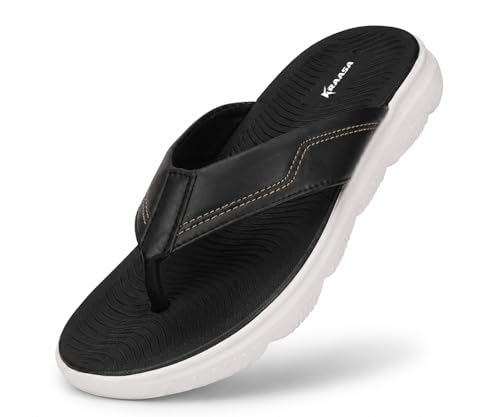 Image of Kraasa Men's EVA Flip Flops with Wide Cushioned Straps | Lightweight Thick Sole Anti-Slip Slippers Casual Summer Sandals & Chappal