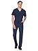 COZYFIT Scrubs for Men Set - V-Neck Scrub Top and Straight Leg Pants with 11 Pockets, Elastic Drawstring Men Scrubs set, Navy Blue, L