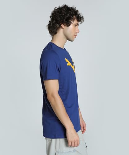 Image of Puma Men Cotton Regular Fit T-Shirt with Graphic Print Logo