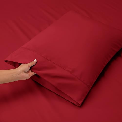 Image of BEVI - Home Premium Solid Plain Double Bedsheet Without Pillow Cover 300 TC Microfiber for Double Bed | Size (90 inch x 95 inch) Maroon