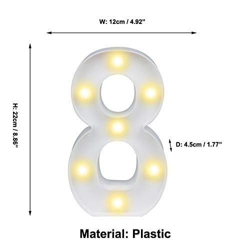 Image of Pooqla LED Light Up Numbers, Marquee Number with Remote for 8th Birthday Decoration, Lighted Numbers Gift for Boys Girls Party Backdrop Wedding Anniversary Decor, Warm White and Cool White Number 8