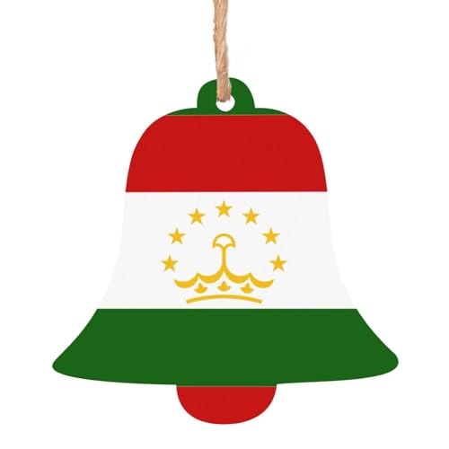 Flagge von Tadschikistan, 6 Stück, Weihnachtsbaum-Dekoration, Holzenglocke, Baum, Schneemann, Formen für Weihnachtsaufstellung