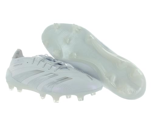 Image of adidas Predator Elite Firm Ground Unisex Shoes Size 7, Color: Silver Metallic /Footwear Chalk White /Pure White