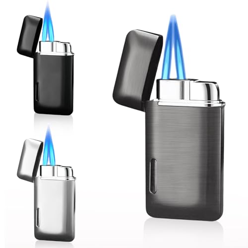 VIPAVA Butan Feuerzeug - Winddichte Jetflamme Metall | Nachfüllbar & Ultradünn