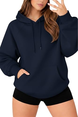 Re Tech UK - Women's Oversized Hoodie - Cozy Fleece Lined Pullover Hoodies for Women - Ladies Baggy Hoody Sweatshirts - Black, White, Pink, Grey, Navy - Plus (M, Navy)