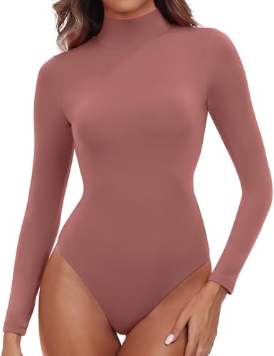 IUGA Long Sleeve Body suits Womens Mock Turtle Neck Bodysuits