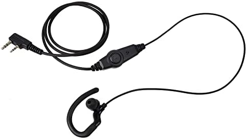 HYS G-Shape Radio Earpiece with microphone, 2 Pin Headset Compatible for Kenwood Baofeng UV5R Walkie Talkie, 2 Way Radio Ear Piece for Security Police