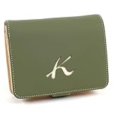 [キタムラ] 二折財布 天然素材独特の風合い PH0334 カーキ/アイボリーステッチ [緑] 33915