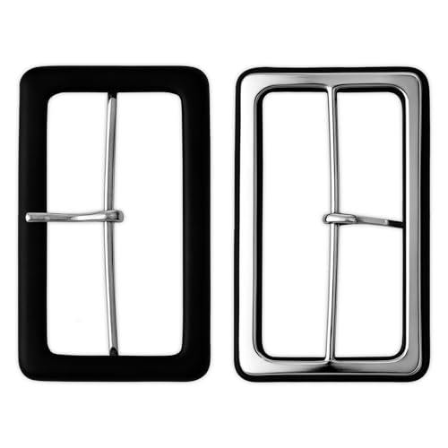 Image of Trimming Shop Belt Buckle Set - 2pcs Black Covered Buckles, PVC Material Belt Accessories Durable Rectangular Belt Buckles for Clothing, Bags, Dressmaking & Apparel Repair