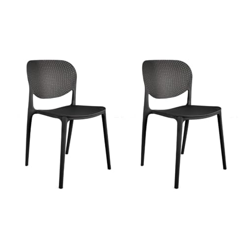 Image of INNOWIN Casper Stackable Arm Chair | Accent Chair for Living Room Home, Bedroom, Cafe and Hotels | 3- Year Warranty | Set of 2 | Plastic | Black