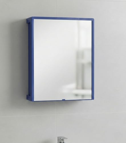 Image of CIPLA PLAST New Rich Look Bathroom Cabinet with Mirror | Storage Organiser | Strong Plastic Bathroom Shelves Wall Mounted | Bathroom Accessories| Mirror Cabinet (Blue)