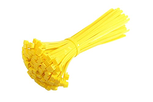 KafTon Releasable/Reusable Colour Cable Ties - 250mm x 7.6mm - Nylon Premium Strong Zip Ties, Yellow - Image 2