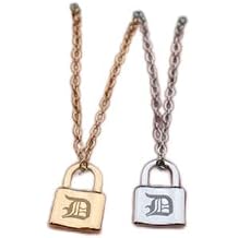 OMaju Initial Padlock Necklace A-Z Alphabet Letter Choker Stainless Steel Lock Pendant Necklaces Women Men BFF Jewelry Best Friends
