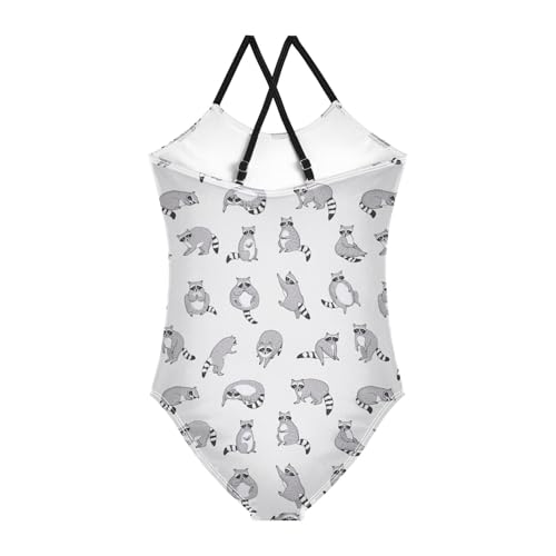 Girls Raccoon Swimsuit One Piece Bathing Suit Kids Swimming Suits Beach Swimwear 3-10T2