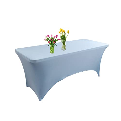 WJHDWYD Mantel Rectangular de Licra, elástico, Lavable y Extensible for Bodas, Banquetes, Eventos y Fiestas.(Cielo BLU,5FT)