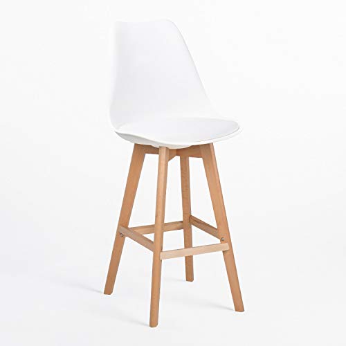 SKLUM Taburete Alto Nordic Polipropileno - Madera Mate Blanco - (Elige Color)
