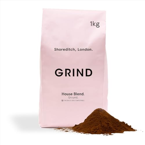Grind House Blend Ground Coffee – 1kg Bag – Medium Roast – 100% Arabica – Suitable for Cafetière, Moka Pot, AeroPress and Filter Brew – Ethically Sourced