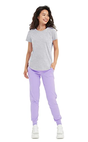 Lulucheri Women's Workout T-Shirt Short Sleeve Lightweight Crew Neck Shirts Yoga Running Exercise Athletic Tee Top (X-Large, White Marl Heather) #TOP2