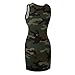 Women's Sexy Halter Backless Bodycon Army Military Camouflage Vietnam Tiger Stripe Camo Summer Sleeveless Mini Dress Party Fitted Cocktail Mini Dresses