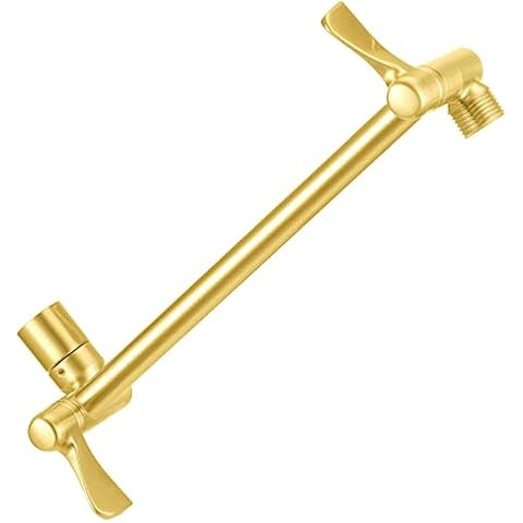 Voolan 11 Inch Shower Extension Arm with Lock Joints, Adjustable Height and Angle, Premium Solid Brass Anti-leak (Gold) Cover