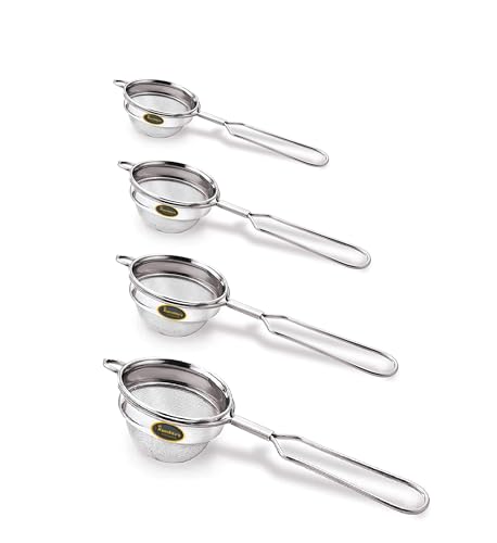 Image of Kanshita's Rasoiware Stainless Steel Tea Strainer Set of 4 - Fine Mesh Filters (7 /8 /8.5 /9.5 cm) for Perfect Tea & Coffee