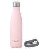 S'well Stainless Steel Water Bottle With Travel Handle - 17 Fl Oz - Pink Topaz - Triple-Layered Vacuum-Insulated Containers Keeps Drinks Cold for 41 Hours and Hot for 18 - with No Condensation