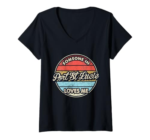 Mujer Alguien en Port St Lucie me ama City US USA Camiseta Cuello V