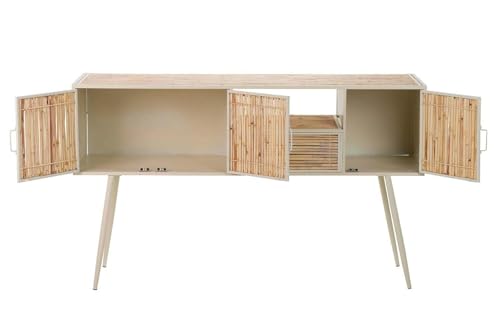 CONSOLA METAL BAMBU BEIGE MARRON 100x31x80 CM