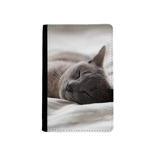Porte-passeport motif chat gris en finitions soignées pour voyageur
