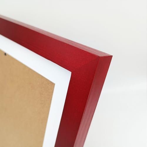 Image of 10x10 Picture Frames Red with Mat 8x8 Opening Solid Wood Frame, Plastic Panel (Film Needs to be Removed) Table or Wall.Front Window Opening 9.6x9.6 inch.