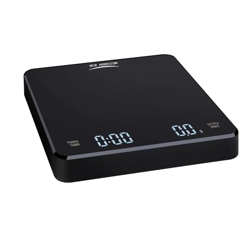 Image of New Horrizon Digital Scales, Kitchen Scales Digital, Pocket Scales, 0.01g x 500g, Food Scale LCD Display, Jewellery Scales Weighing Scales Kitchen (0.1g x 3000g)