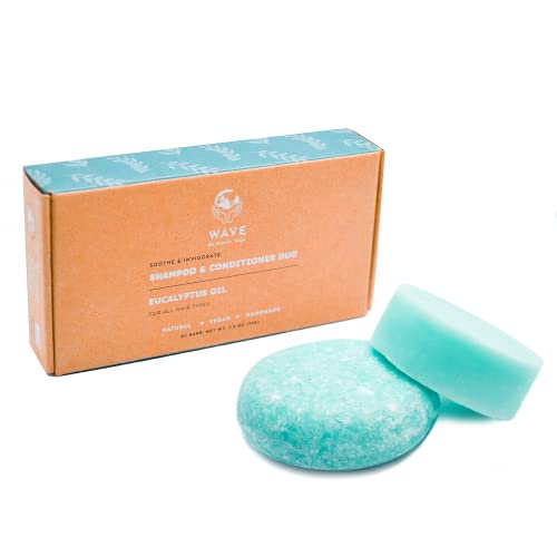 Eucalyptus Oil Shampoo And Conditioner Bar Set- Solid Shampoo And Conditioner Perfect For Travel - 100% Vegan Shampoo And Conditioner Set. Bar Shampoo And Conditioner For Hair With Invigorating Eucalyptus Essential Oil For Scalp Care. Made In Usa #TOP16