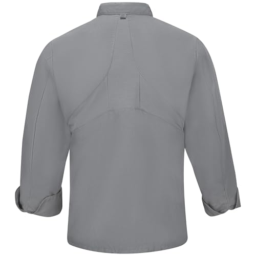 Image of Red Kap Men's Long Sleeve Ten Button Chef Coat with Mimix and Oilblok