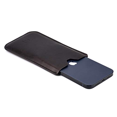 Dockem Executive Sleeve For Iphone 14 Pro Max, 13 Pro Max & 12 Pro Max: Slightly Padded Premium Synthetic/Vegan Leather With Microfiber Lining, Slim, Simple, Slip-On Case [Dark Brown] #TOP2