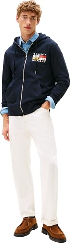 Tommy Hilfiger Herren Hoodie mit Reißverschluss Colour Flag Zip Through mit Logo, Blau (Desert Sky), S – Ansicht 4