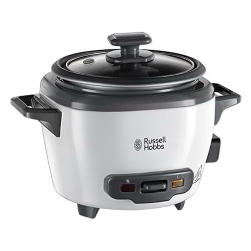 Russell Hobbs Cuiseur de Riz [Mini] Mijoteuse (0,4L, 2 portions, Idéal aussi pour légumes/poisson etc., cuillère à riz & verre doseur incl., réchauffe, Bol antiadhésif amovible lavable) 27020-56