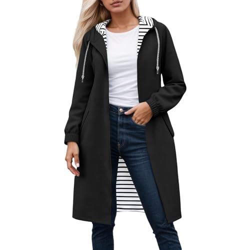Chaqueta anorak larga de mujer para senderismo cortavientos con bolsillos