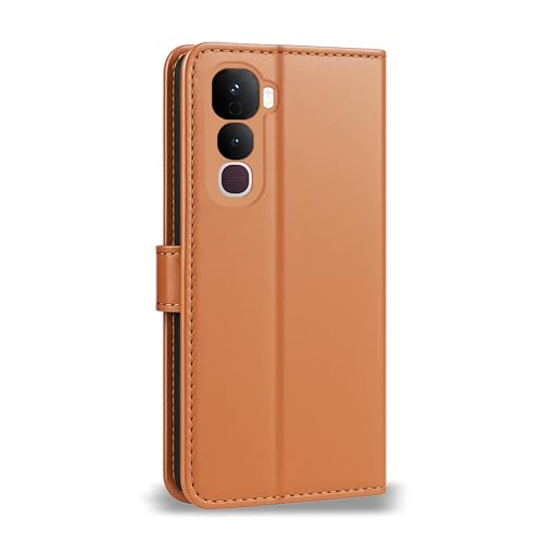 Image of AIBEX Shock Proof Flip Compatible for Vivo Y400 5G Flip Cover Leather Finish | Inside TPU with Card Pockets | Wallet Stand | Complete Protection Flip Case - Brown