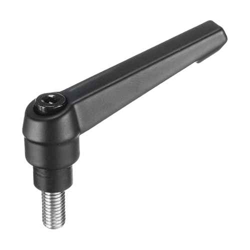 Image of uxcell Adjustable Clamping Lever Handle M8 x 15mm Metric 304 Stainless Steel Male Threaded Stud Hand Knobs Push Button Ratchet Rotating Screw Handles Bolts with Locking Lever Black
