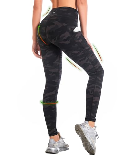 CAMBIVO Leggings Damen High Waist Camouflage, Golfhosen Sport Leggins Damen...