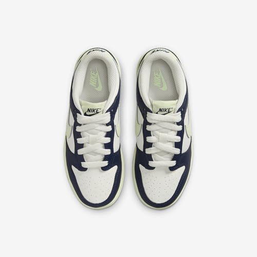 Nike Dunk Low Little Kids' Shoes (FB9108-127, Sail/Midnight Navy/Volt Tint/Volt Tint)4
