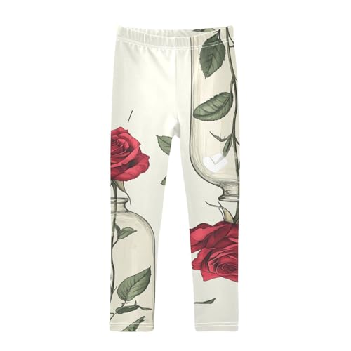 Girls Leggings Red Eternal Flower Art Toddler Girls Clothes Leggings for Girls Toddler Girls Leggings 3-4T