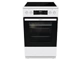 Gorenje GECS5C 60 WPA Elektro-Standherd mit Glaskeramik-Kochfeld, 50cm, 70 Liter, GentleClose, Schnellaufheizung, AirFry, ExtraSteam, Teleskopauszüge, AquaClean, weiß
