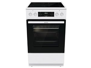 Gorenje GECS5C 60 WPA Elektro-Standherd mit Glaskeramik-Kochfeld, 50cm, 70 Liter, GentleClose, Schnellaufheizung, AirFry, ExtraSteam, Teleskopauszüge, AquaClean, weiß