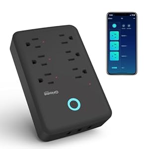 GHome Smart Plug Outlet Extender, Smart Power Strip Surge Protector with 3 Individually Controlled WiFi Outlets and 3 USB Ports, Smart Plugs That Works with Alexa Google Home, 15A/1800W, Black
