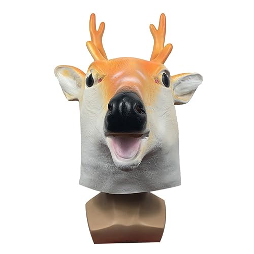 Masque cerf latex Sika marron accessoire tête intégrale Halloween