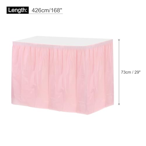 Jupe de table rose clair pour cacher les pieds de table rectangulaire - 3