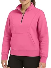 Women Neon Pink Half Zip Hoodie