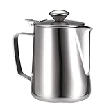 1 個ステンレス鋼ミルク泡立てピッチャー蓋付きスチームコーヒーバリスタケトルラテカプチーノクリームカップジャグ(1950ml)