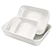 UNICASA Plats Four en Céramique, Ensemble de 3 Plats à Lasagnes de 1000/2000 / 3500 ML, Cocotte Rectangulaire Glaçure Réactive Antiadhésive, Casserole Four Blanc